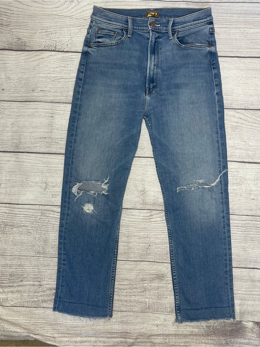 Mother Women’s 31 High Waisted Rider Ankle Fray Jeans